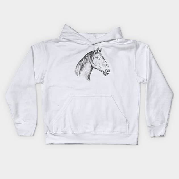 Horse hand drawn Kids Hoodie by Shadowbyte91